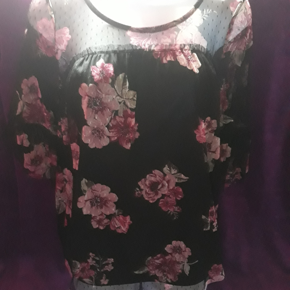 Black blouse with flowers